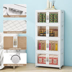 Large Clear Stackable Storage Bins with Lids, Foldable Storage Cabinet for Closet Organizers and Storage, Plastic Storage Box with Wheels 180 QT