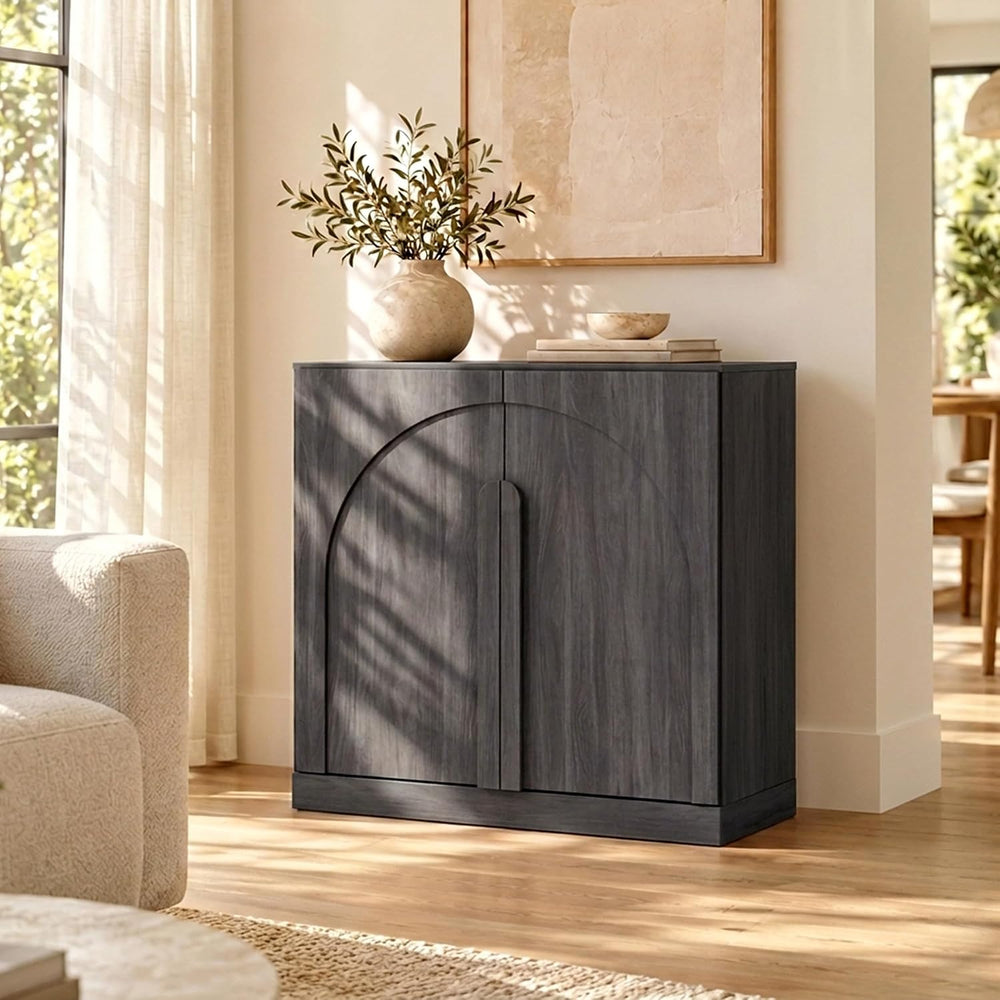 BELLEZE Bijou 31.5" Modern Wood Sideboard Cabinet with Arched Doors - Pr...