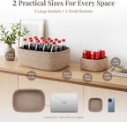 5-Pack Large Woven Rope Storage Baskets, 2 Sizes Organizer Bins | Fabric Cube Boxes and Rectangular Shallow Bins for Closet, Shelf, Bookshelf, Nursery, Changing Table, Bathroom, Toys & Home