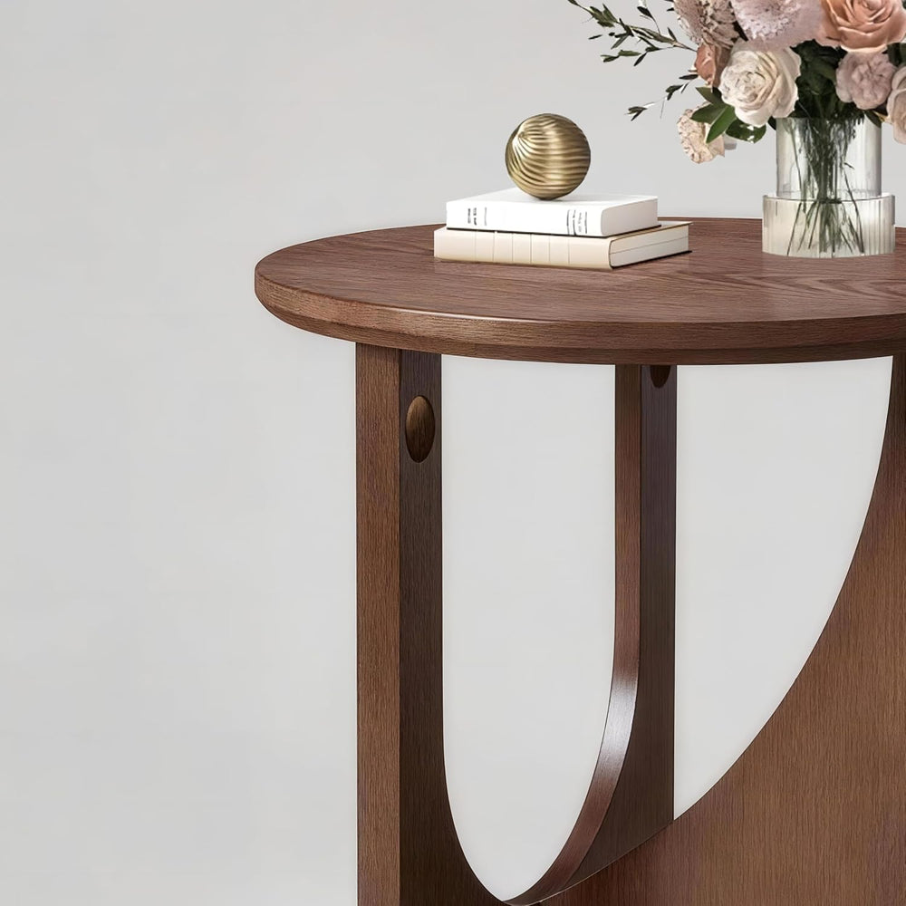 Solid Wood Side Table, 19.68" Rustic End Table for Living Room, Natural ...