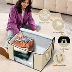Fab totes 24 Gallons Clothes Storage, Foldable Thick Fabric Blanket Storage Bags, Containers for Organizing Bedroom, Closet, Clothing, Comforter, Organization with Handle (8 Pack,Beige)