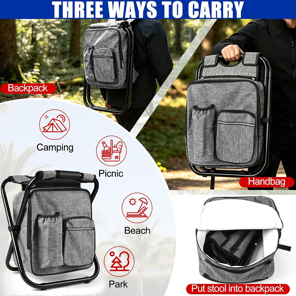 Backpack Stool Cooler Chair Heavy Duty 200 LBS Max Load Portable Lightweight ...