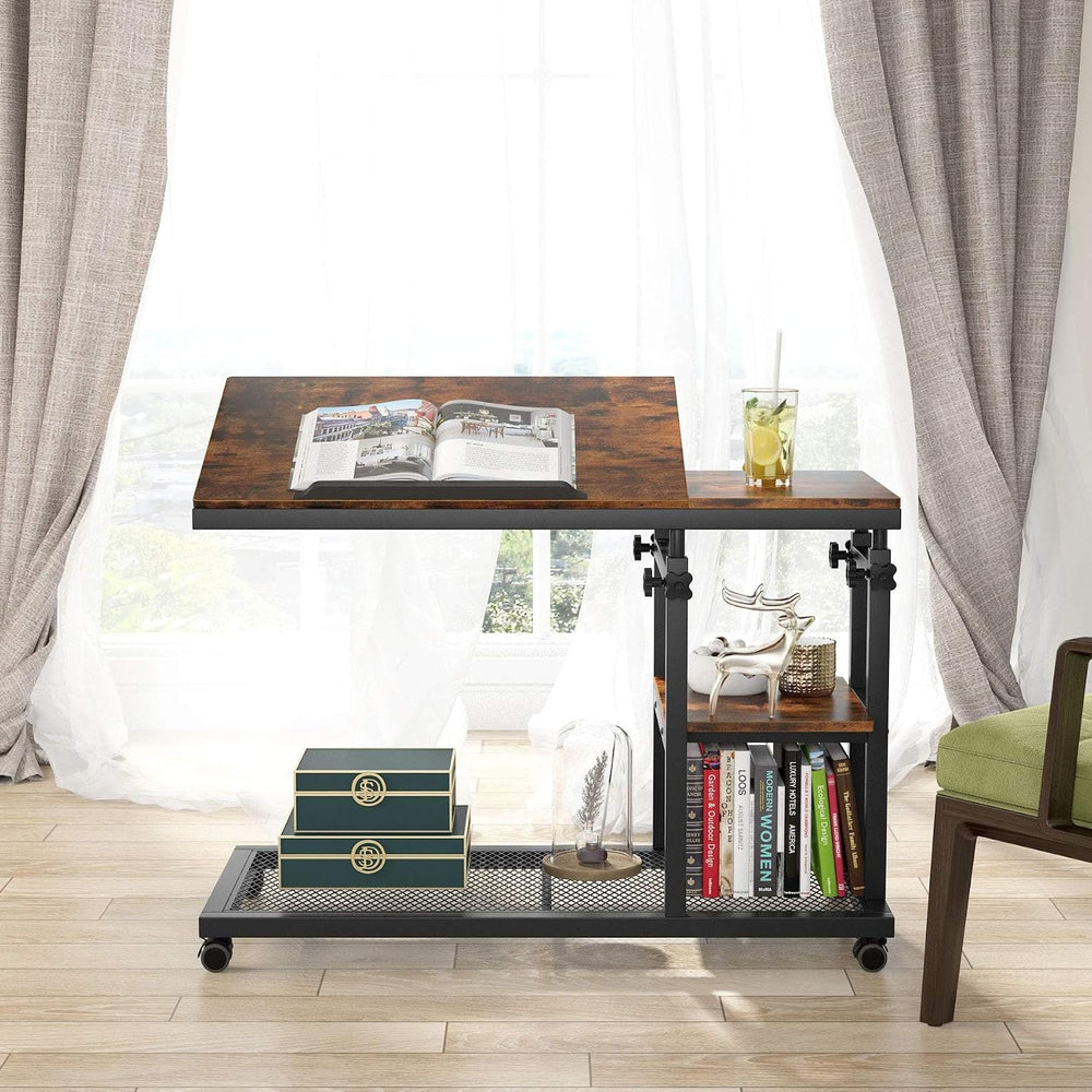 Tribesigns Height Adjustable C Table with Wheels, Mobile Couch Snack Side Tab...