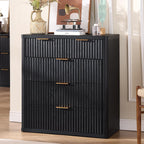 LEYAOYAO Fluted 5 Drawers Dresser for Bedroom, 34" Tall Modern Chest of Drawers with Metal Handle, Curved Profile Design,Black Wood Drawer Organizer for Bedroom, Living Room, Hallway, Entryway