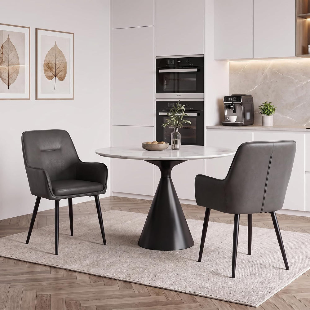 TUKAILAi Dining Chairs Set of 2, Faux Leather Dining Chairs with Arms, Uphols...