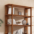 Merax 4 Shelf Bookcase H-70 L-53 Acacia Wood Open Bookshelf, Contemporary Farmhouse Style Display Storage Shelf for Home Office Studio, Teak Finish