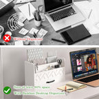 Bamboo Mail Organizer Countertop Wood Desk Organizer Drawer Tabletop Storage Box Letter Sorter Makeup Organizer for School Home Office Supplies White