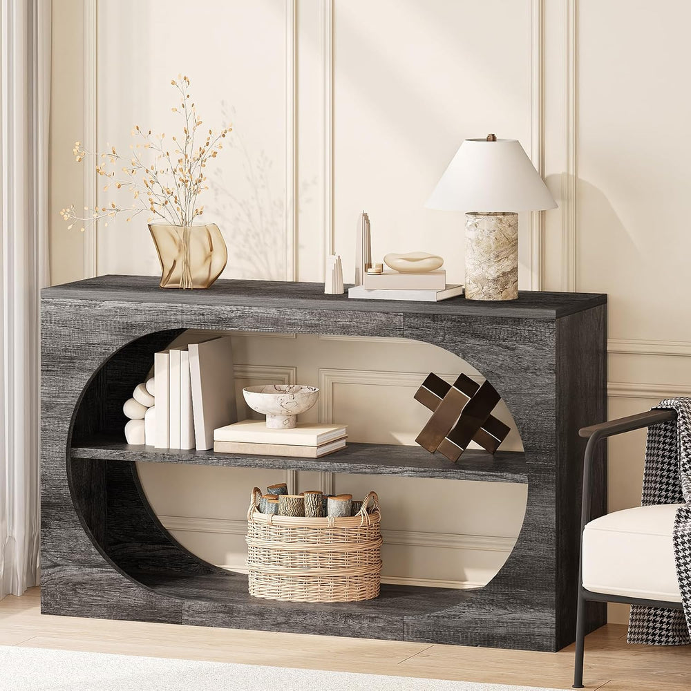 Console Table, 55-Inch Entryway Tables 3-Tier Wood Narrow Sofa Tables for Liv...