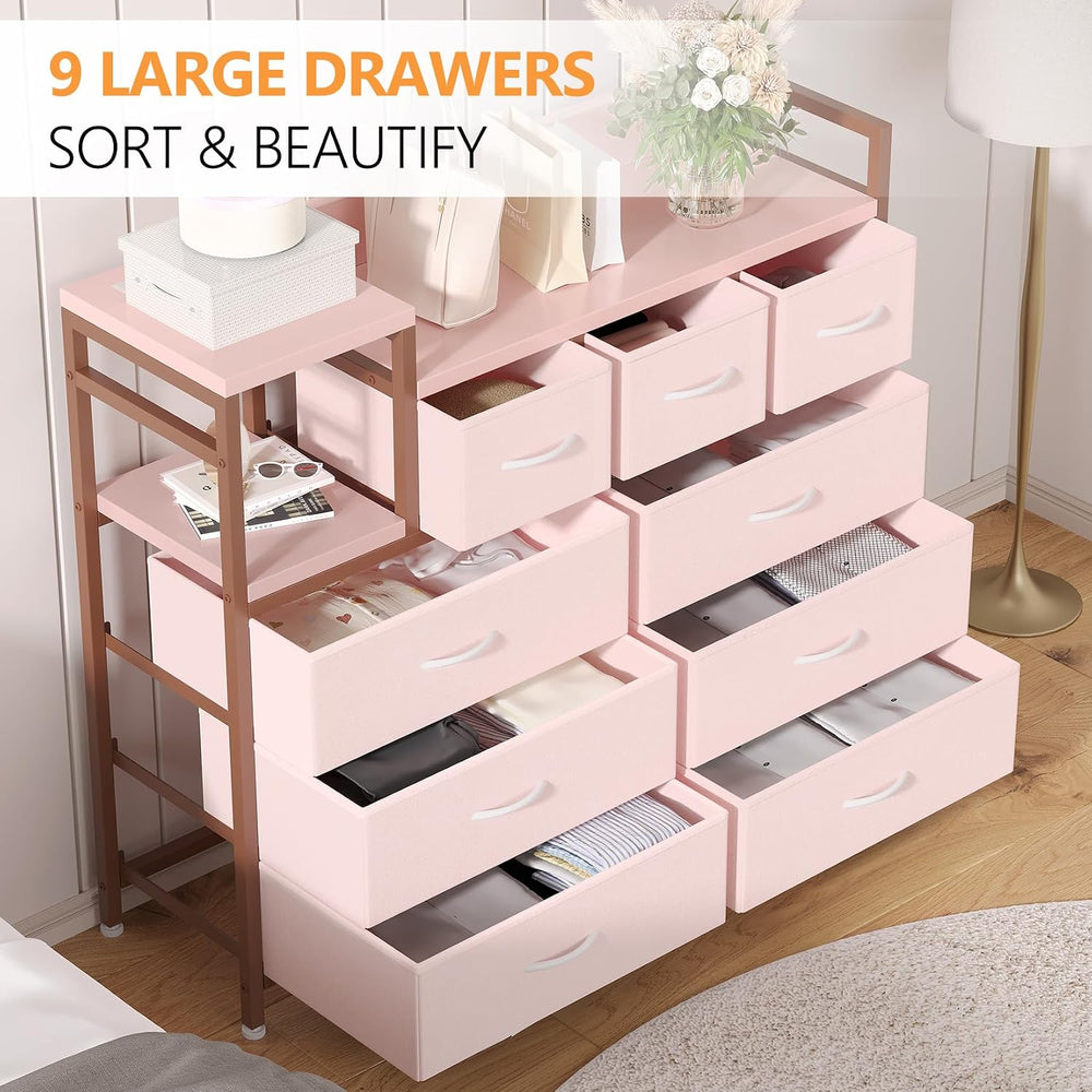 Jojoka TV Stand with Charging Station, Bedroom Dresser for Living Room TV Sta...
