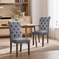 Dining Chairs Set of 2, Button Tufted Parsons Upholstered Chairs with Solid Wood Legs, Mordern Fabric Kitchen Chairs for Dining Room，Grey