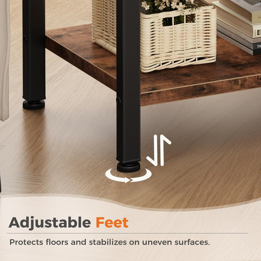 DUMOS Bedside Table with Charging Station and an Adjustable Fabric Drawer, an...
