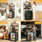 COCOLUCKY 4-Tier Mini Fridge Stand with Storage, Microwave Stand,Multi-Functional Mini Fridge Shelf Cabinet,Baker Rack Organizer for Dorm, Apartment, Small Kitchen, Office, Living Room (Vintage Brown)