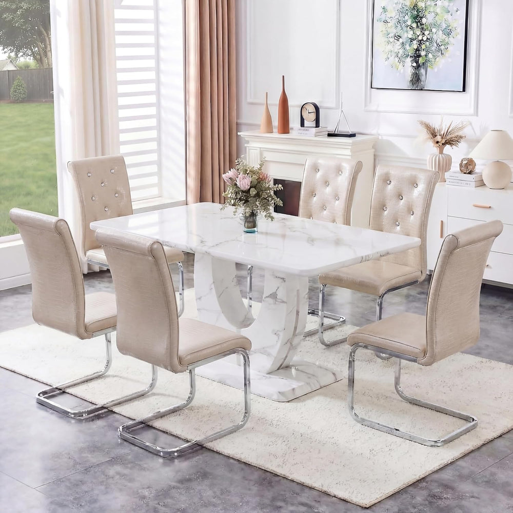 Dining Table Set for 6, Kitchen Table Chairs Set of 6, Modern Dining Room Set...