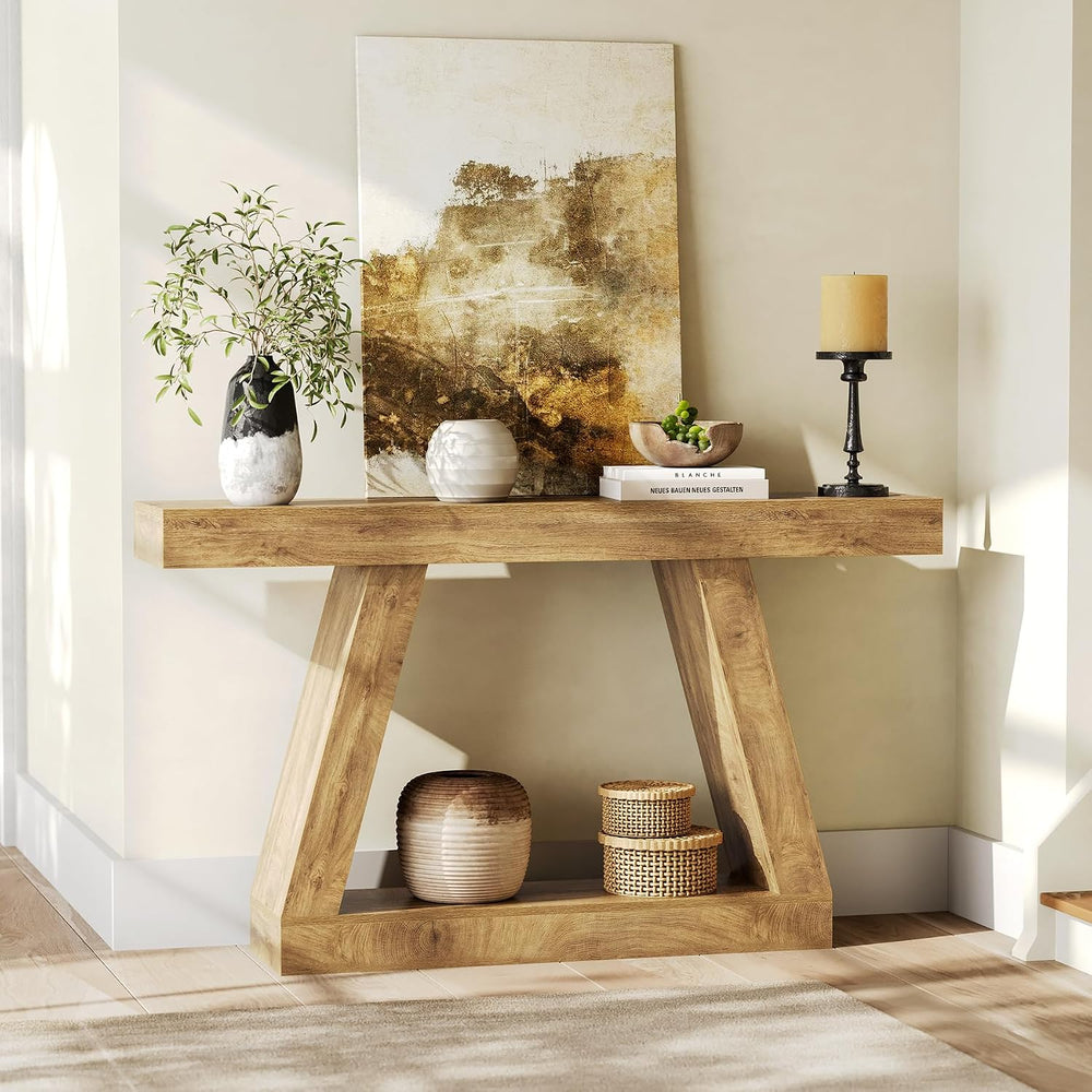 LITTLE TREE 55-Inch Sofa Table with Storage, Farmhouse Console Table for Home...