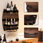 Whiskey Barrel Rack,Vintage Wall Mounted Wine Rack | for Kitchen Storage Hand Crafted Liquor Bar Shelves Wine Shelf Bourbon Whiskey Barrel Shelf Home Decor