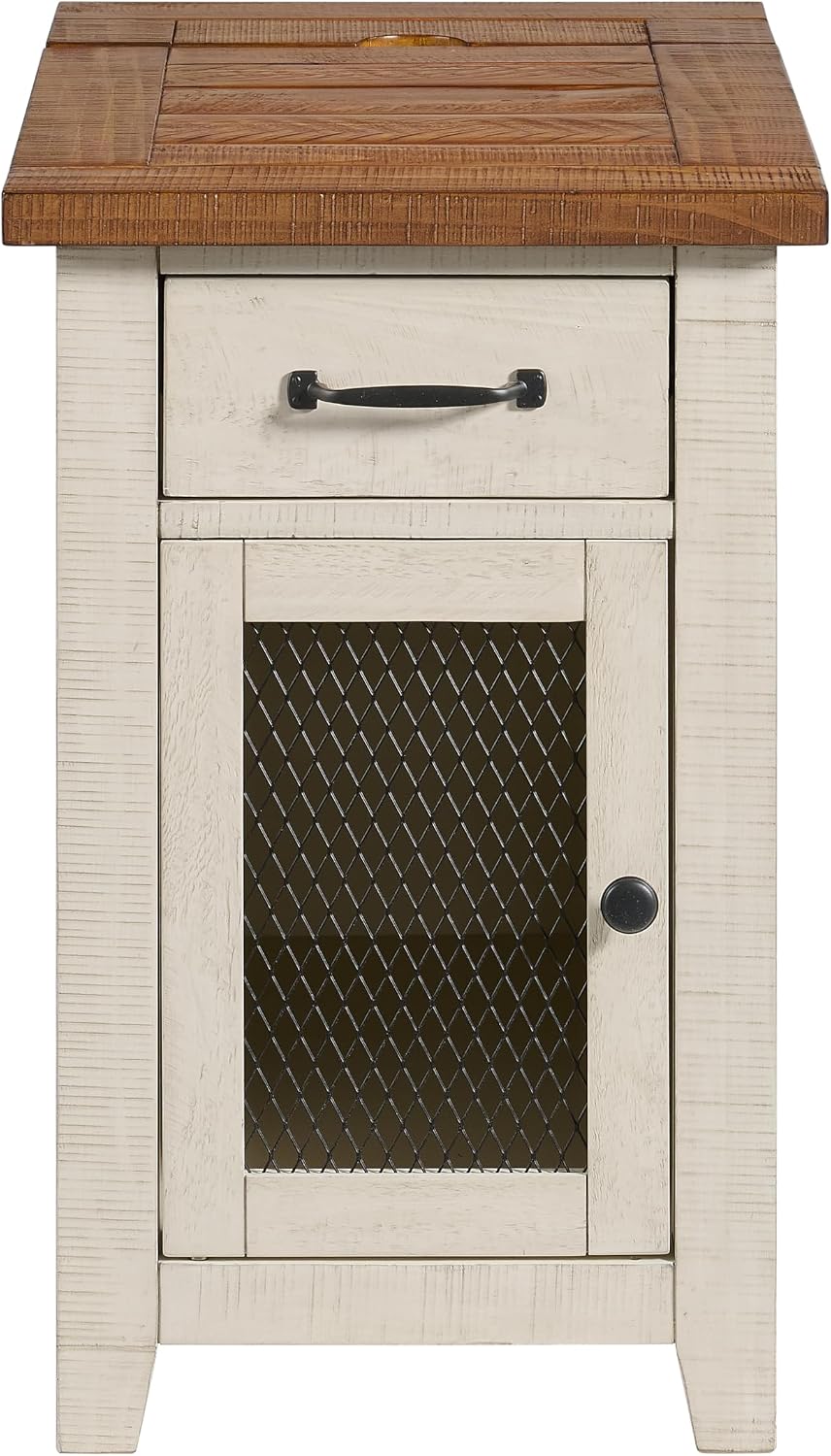 Martin Svensson Home Rustic Solid Wood Chairside End Table, White and Honey |...
