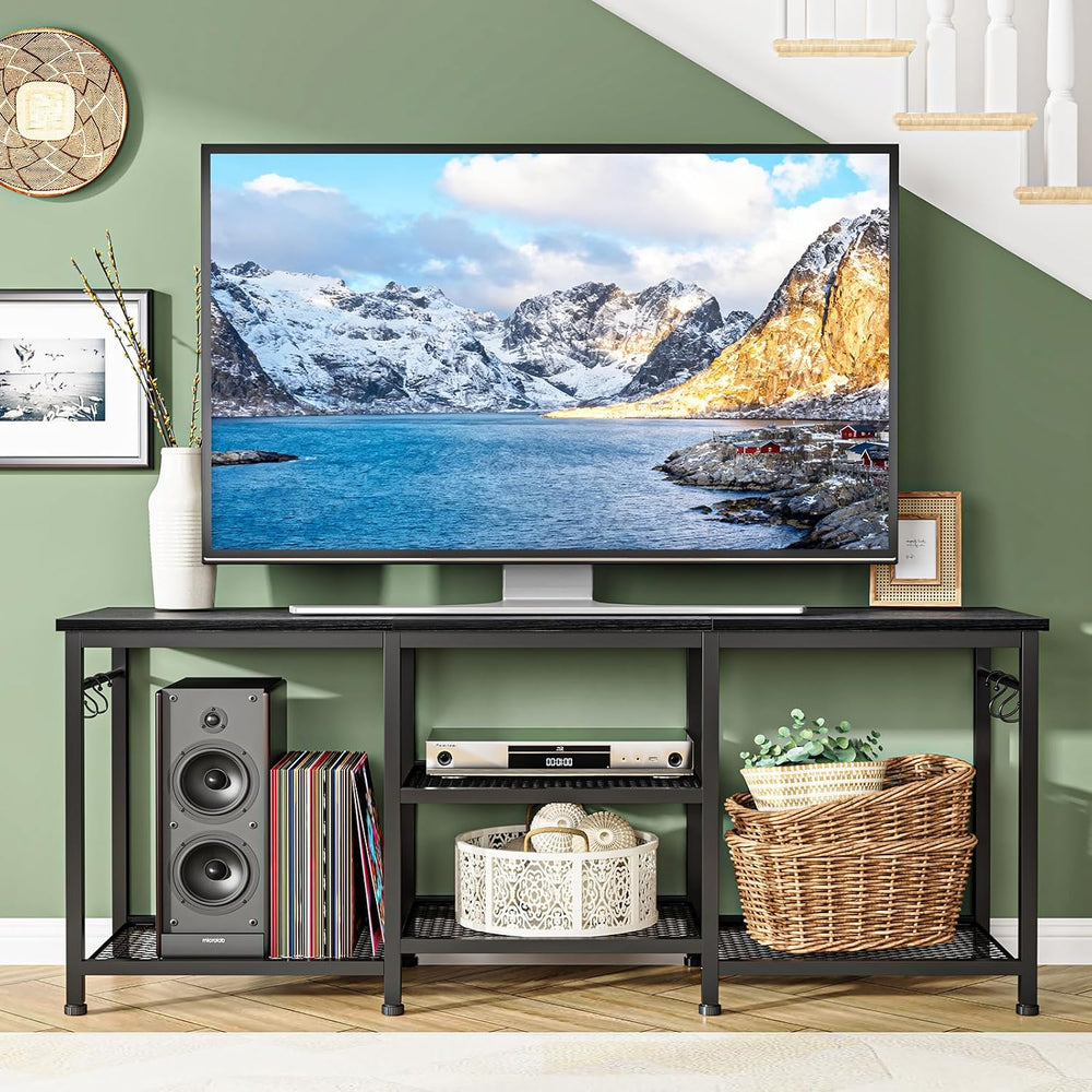 YGEOMER TV Stand for TVs Up to 55 Inch, Black