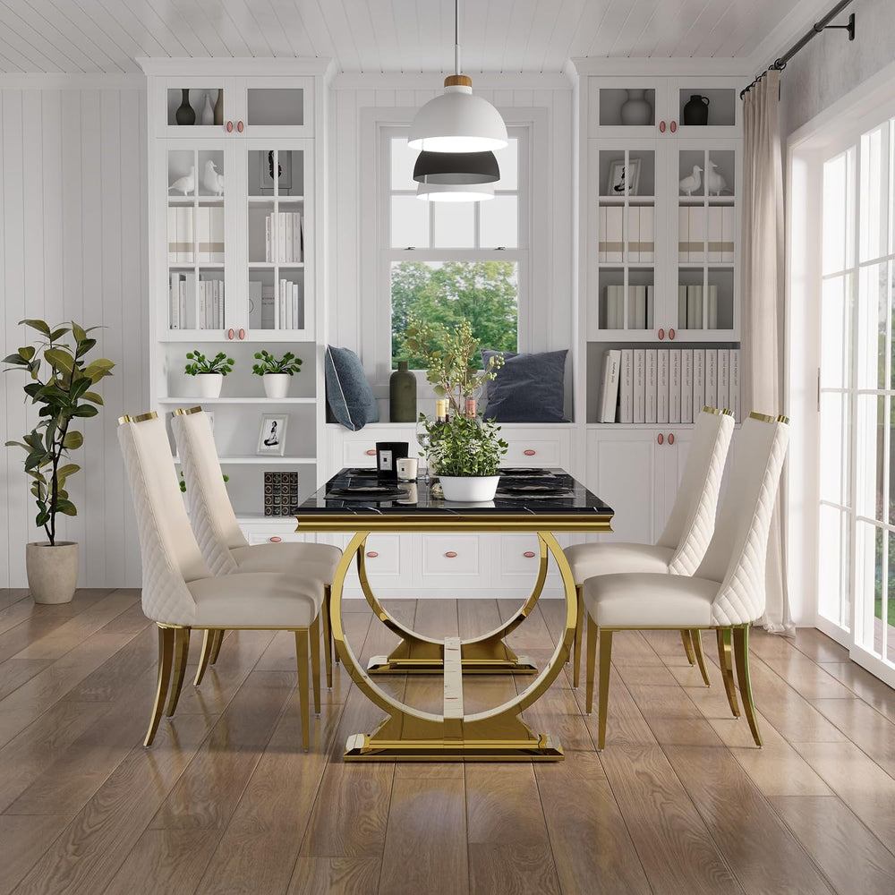 7 Piece Dining Room Table Set for 6, Kitchen and Dining Room Table Set with 7...