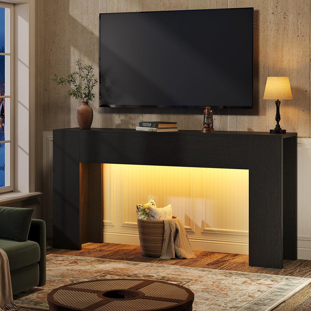 UNIQUITE 63-Inch Long Console Table with RGB LED Lights, Extra Wide and Thick...