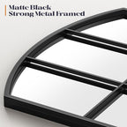 Window Pane Black Mirror, 36" x 24" Farmhouse Arched Window Mirror, Large Grid Mirror for Living Room Bedroom Fireplace Hallway Entryway