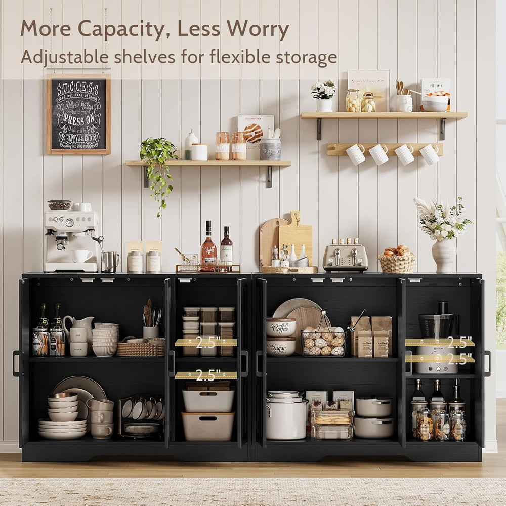 Modern Farmhouse Buffet Cabinet with Storage, 85" Large Sideboard Storag...