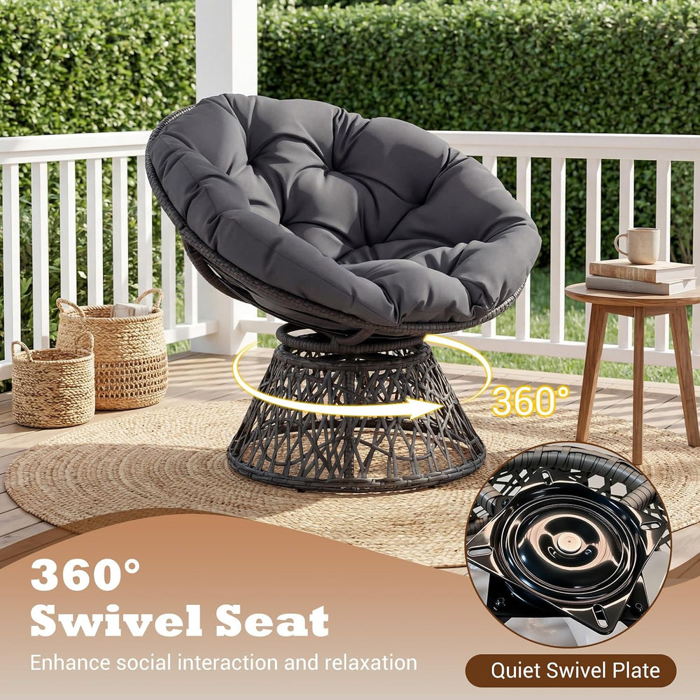 Giantex Wicker Papasan Chair with Soft Thick Cushion and High Capacity Metal ...