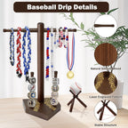 Wooden Baseball Ring & Necklace Holder – Championship Rings Display Stand for Softball & Baseball, Sports Ring Organizer Holder Gift for Players & Fans