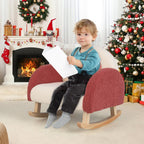Honey Joy Toddler Rocking Chair, Kids Rocker with Solid Wood Frame & Plush Fabric, Anti-Tipping Design, Toddler Couch for Kids Room, Playroom, Nursery, Bedroom (Red)