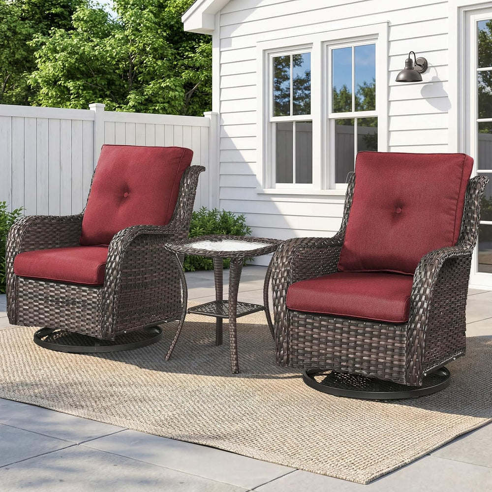 Belord Patio Wicker Chairs Swivel Rocker,Outdoor Patio Furniture Set with Rat...