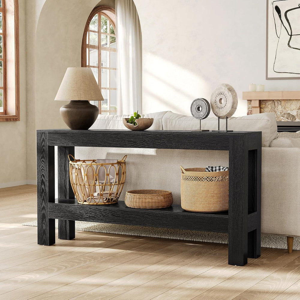 LITTLE TREE 63-Inch Black Console Table for Entryway, Narrow Long Wooden Entr...