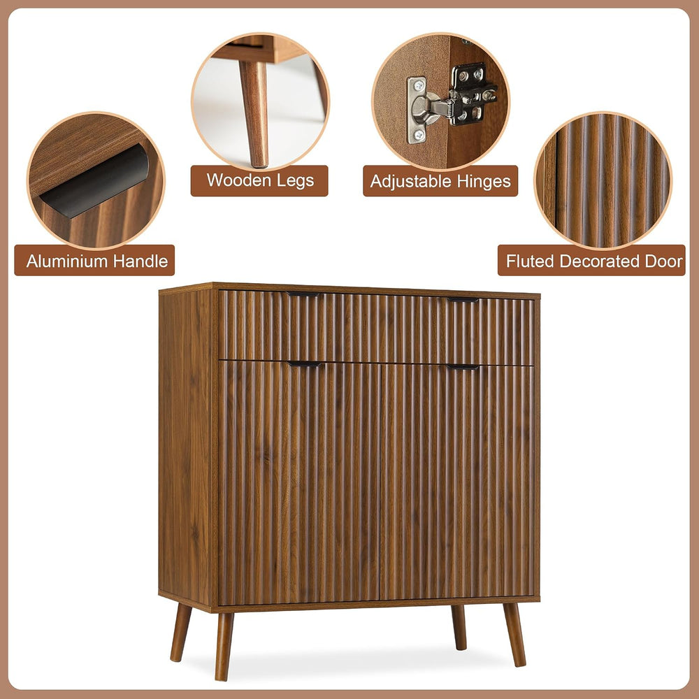 LYNCOHOME Fluted Sideboard Buffet Cabinet with Storage, 1 Drawers and 2 Doors...