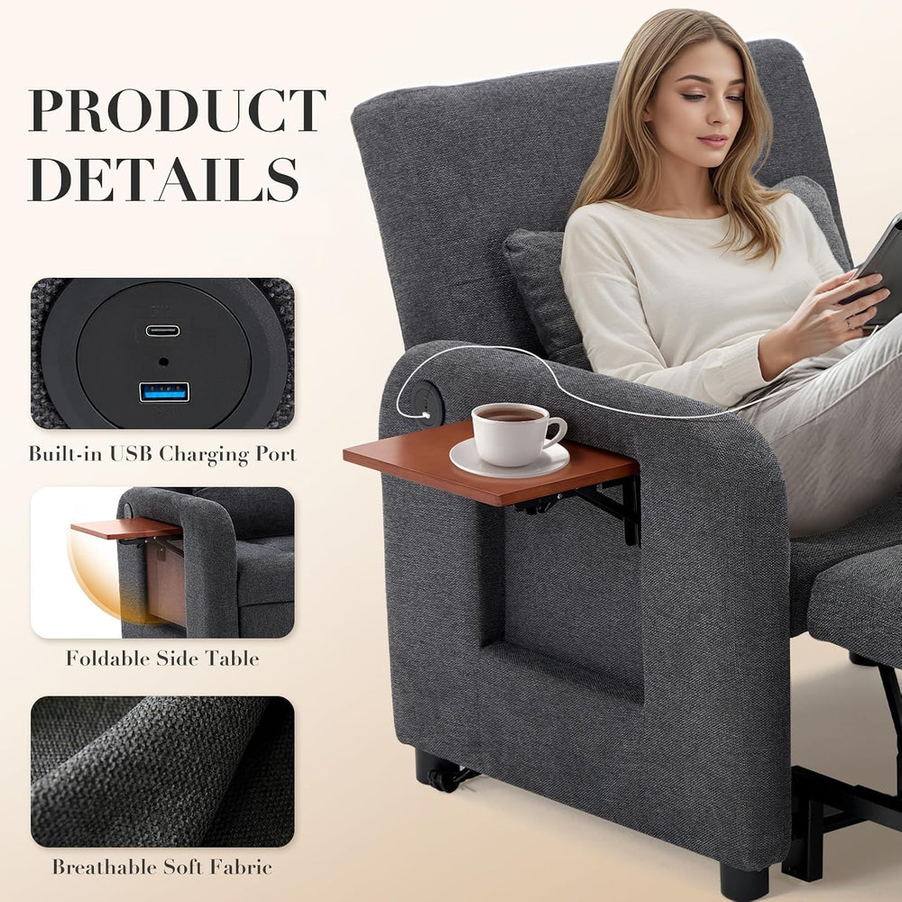 Convertible Sleeper Chair-Fabric Futon Sofa Bed, Single Sleeper Sofa, Small C...