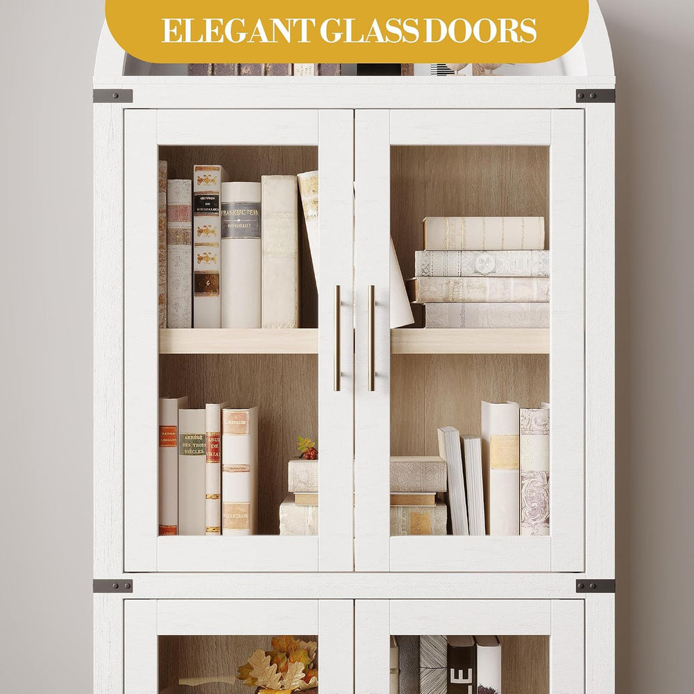 IDEALHOUSE Arched Kitchen Pantry Cabinet,71'' Wood Storage Cabinets B...
