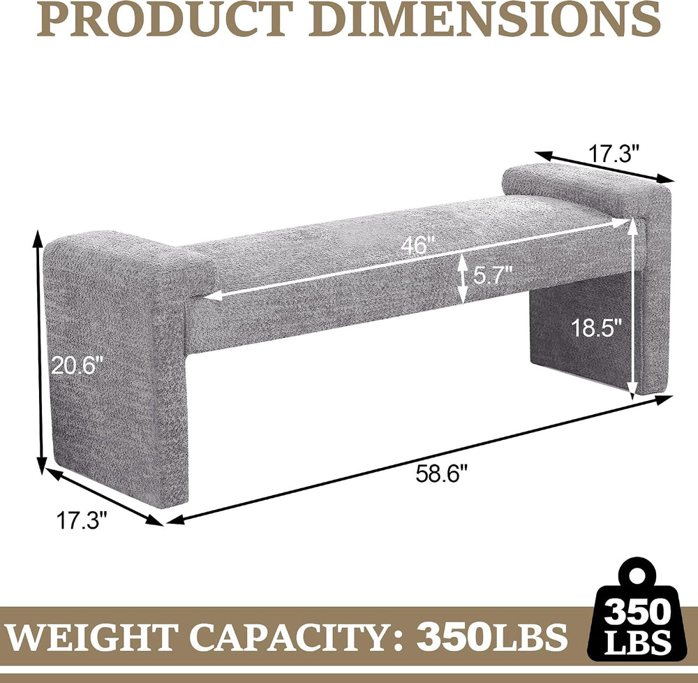 WUTUTUEE 58.7" End of Bed Bench Upholstered Modern Bedroom Bench for Liv...