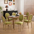 French Country Dining Chairs Set of 6,Farmhouse Upholstered Dining Room Chairs with Round Back and Solid Leg,Fabric Kitchen Side Chairs for Kitchen/Bedroom/Dining Room,Green