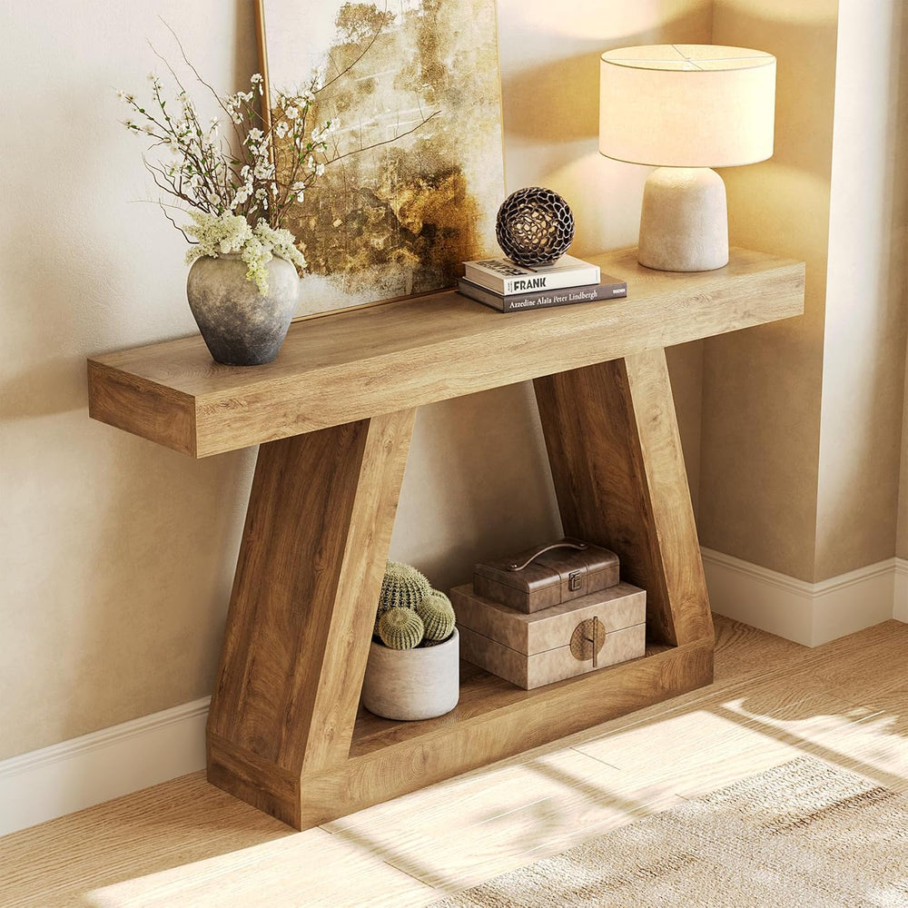 LITTLE TREE 55-Inch Sofa Table with Storage, Farmhouse Console Table for Home...