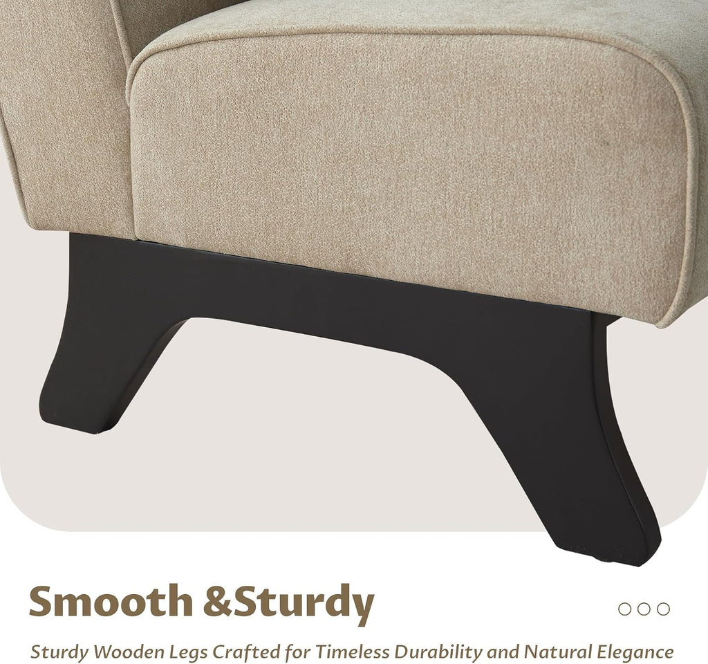 Armless Accent Chair Upholstered Comfy Modern Living Room Side Chair | Comfy Small Accent Lounge Chair with Pillow & Wooden Legs Accent Chair for Living Room Bedroom Farmhouse Reading Brown