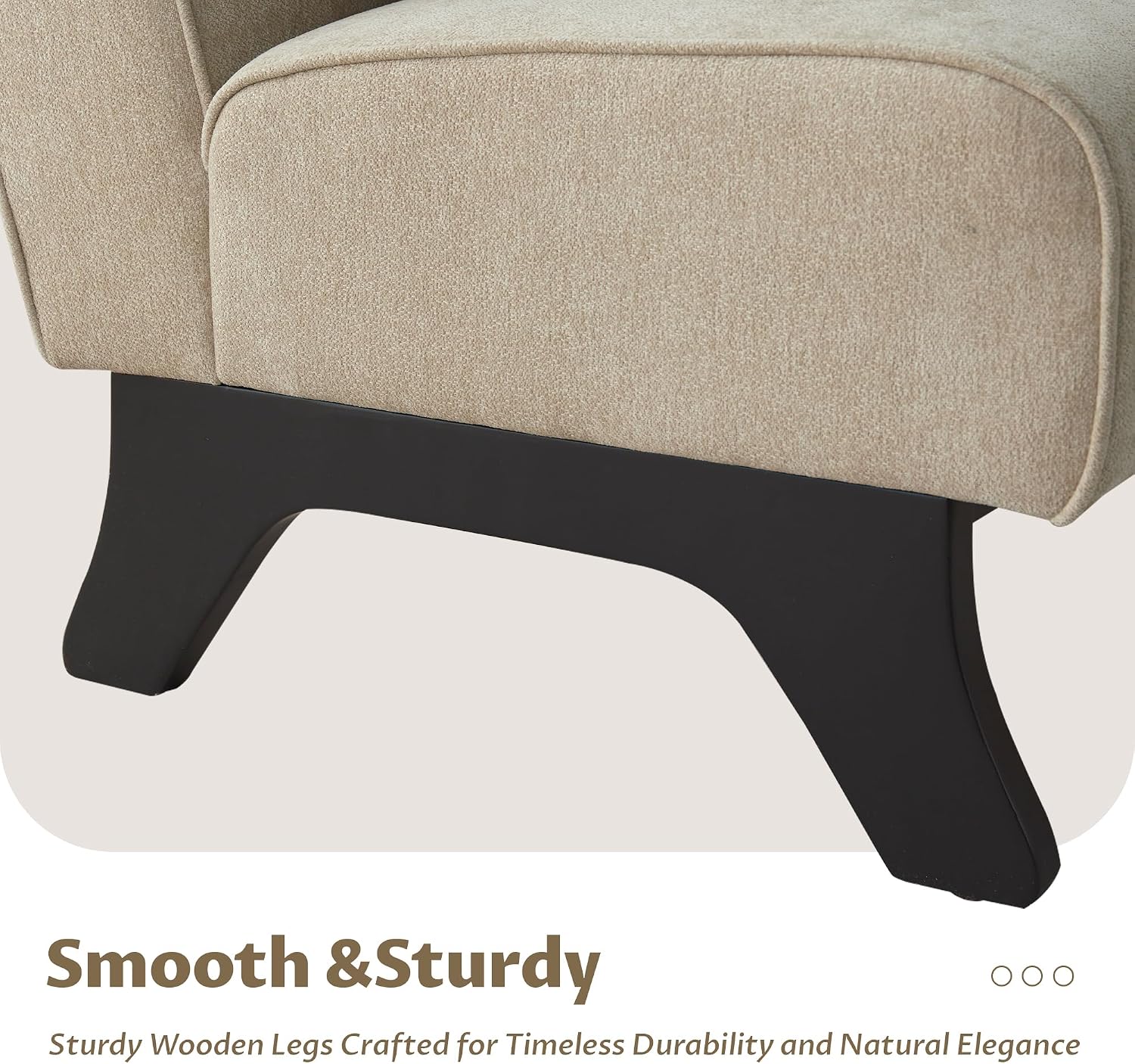 Armless Accent Chair Upholstered Comfy Modern Living Room Side Chair | Comfy Small Accent Lounge Chair with Pillow & Wooden Legs Accent Chair for Living Room Bedroom Farmhouse Reading Brown