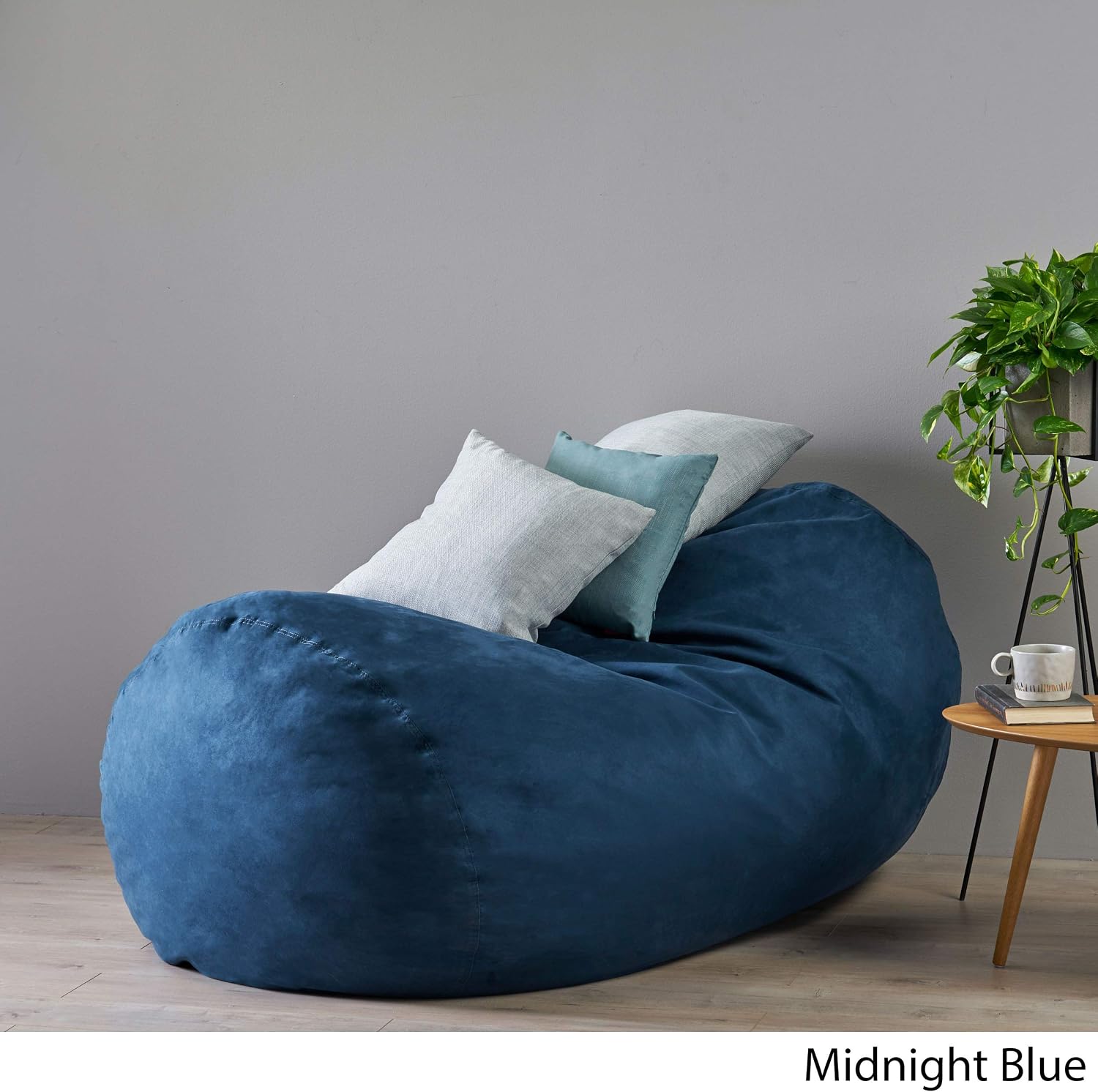 Christopher Knight Home Great Deal Furniture Haley 6 Ft Faux Suede Microfiber Bean Bag (Blue)