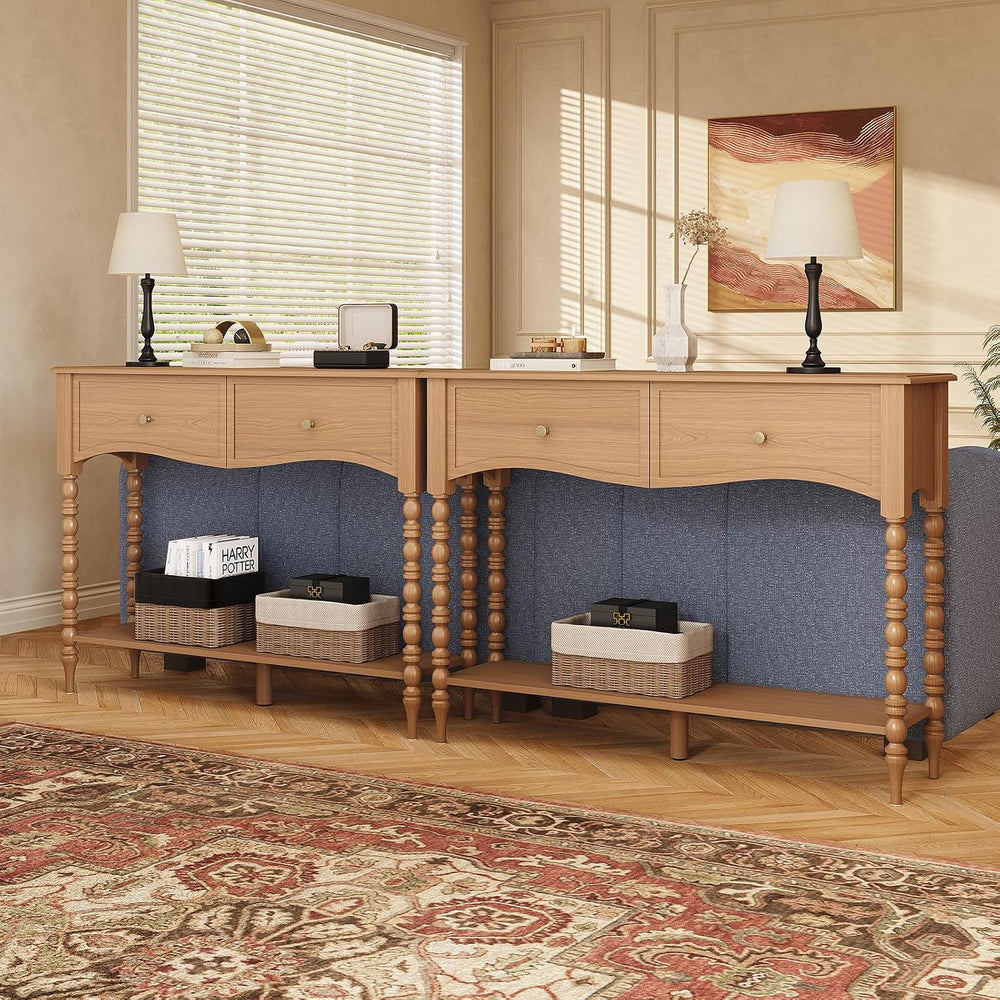 JOINICE Console Table with Scalloped Drawers for Entry Way, Living Room | Nar...