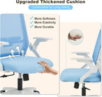 Ergonomic Office Chair Desk Chair with Adjustable Height Mesh Computer Chair Swivel Chair with Flip-up Arms and Lumbar Support Blue