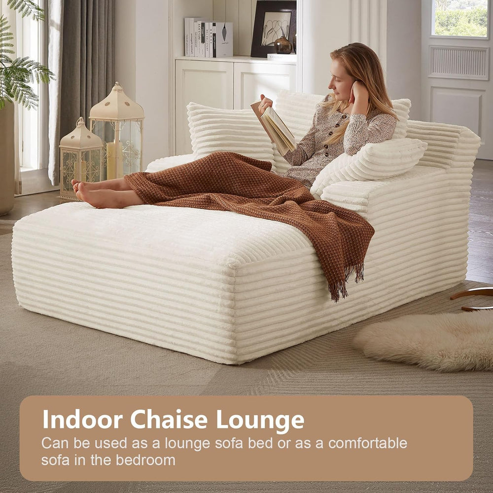 49.2" Oversized Chaise Lounge Chair Indoor,Corduroy Reading Chair with 3...