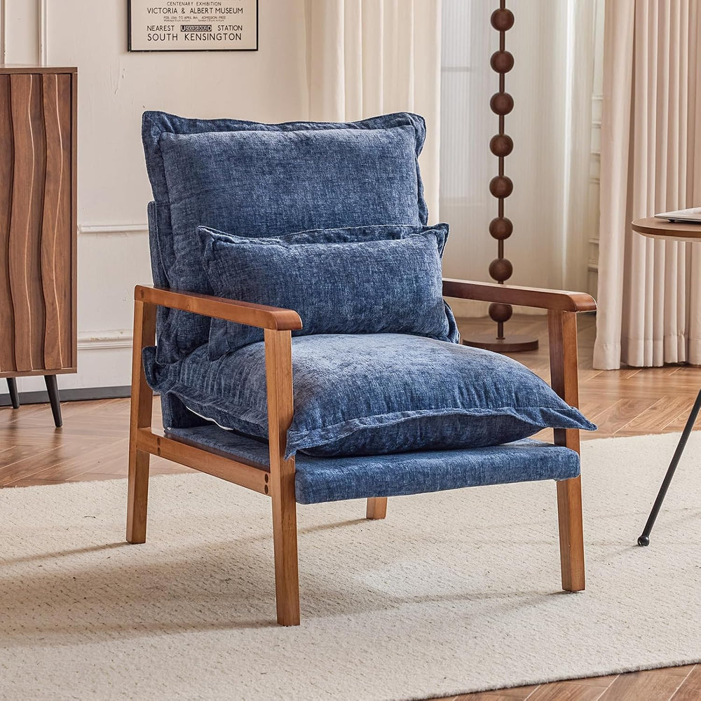 VINGLI Mid-Century Modern Cloud Accent Armchair with Lumbar Pillow, 6.3'&...