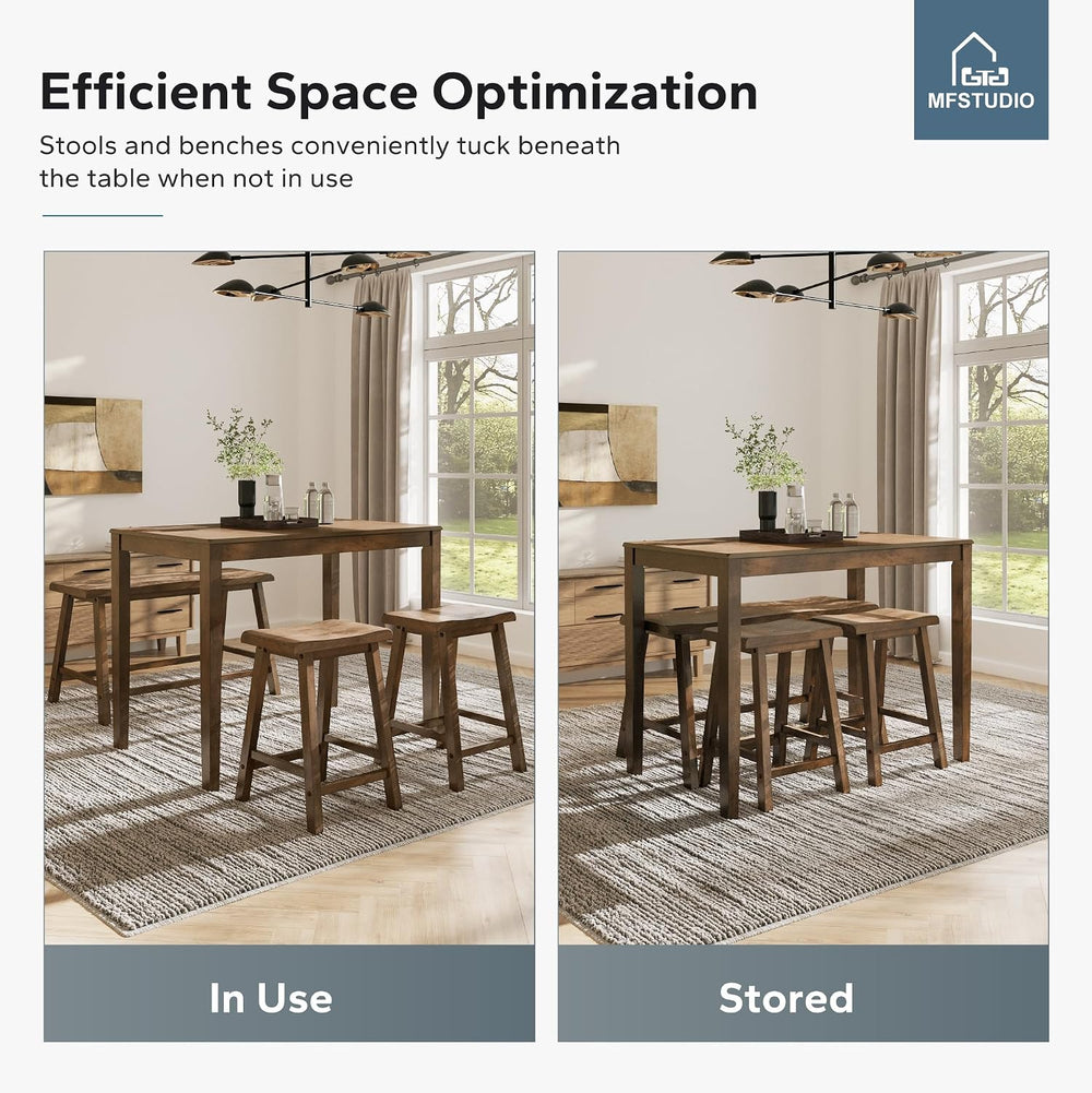 MFSTUDIO Dining Table Set for 4, Counter Height Table and Chairs, Kitchen Tab...