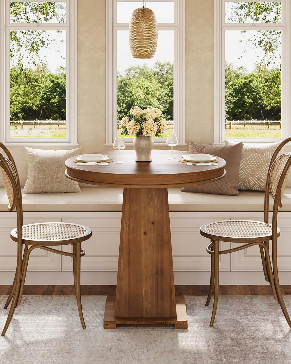 LITTLE TREE Solid Wood Round Dining Table, 31.5" Small Kitchen Table for...
