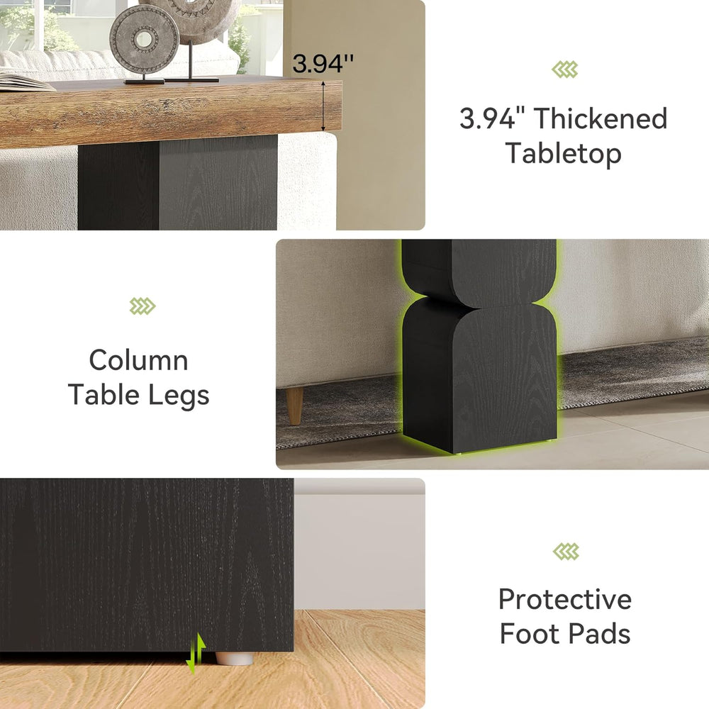 63-Inch Console Table, Heavy-Duty Look, Behind Couch Sofa Table, Color Blocki...