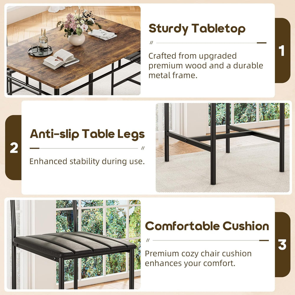 Dining Table Set for 4, Kitchen Table and Chairs for 4, Kitchen Table with 4 ...