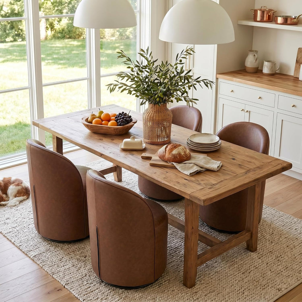 HNY Upholstered Kitchen & Dining Room Barrel Chairs Set of 2, Mid Century...