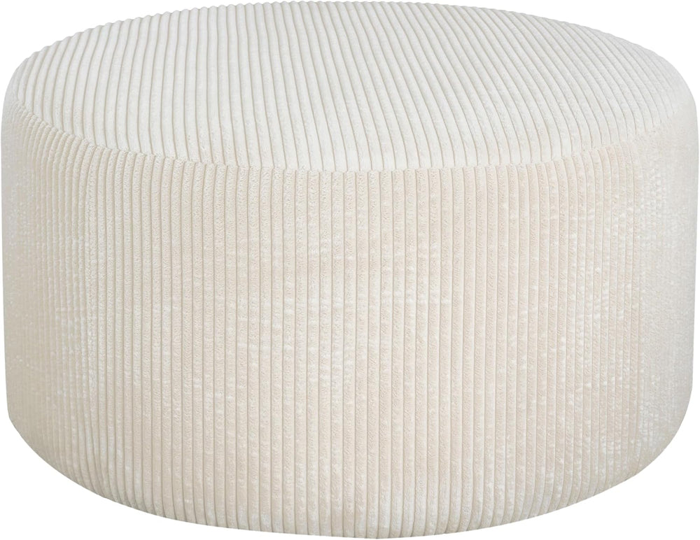 Merax 30.25" Modern Upholstered Round Corduroy Ottoman, Multifunctional ...