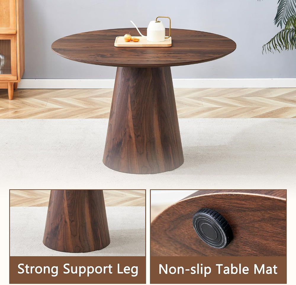 45'' Round Dining Table for 4 - Modern Farmhouse Kitchen Table with C...